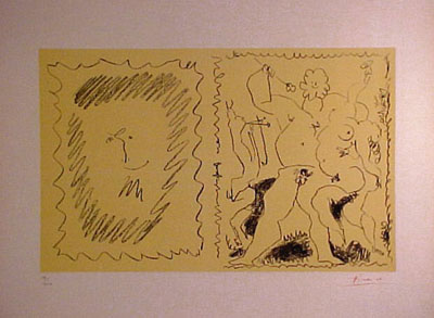 得価人気パブロ・ピカソ（Pablo Picasso）「バッカス神の祭り」紙　リノカット　サイン無　箱付 その他